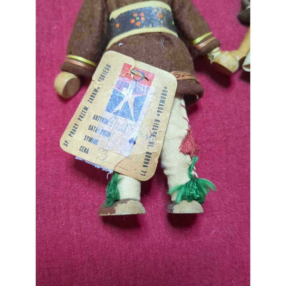 50s-60s Wooden Peg Dolls Polish Boy & Girl Traditional Folk Art - Picture 6 of 7